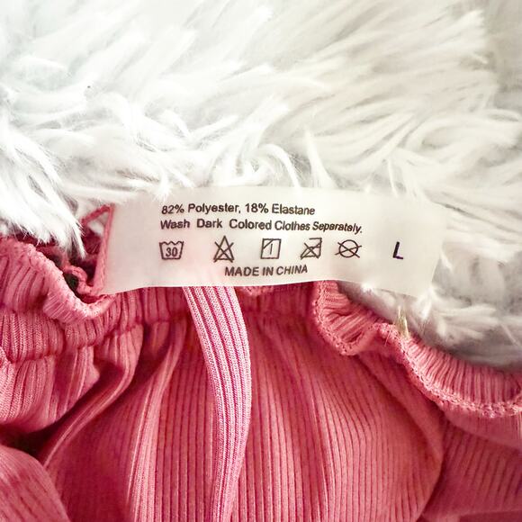 Ribbed 2-pc Swimsuit Swimwear Muted Raspberry Pink Bikini Matching Swim | Large - Picture 5 of 8